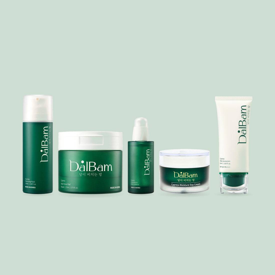 DalBam Selvi Özlü Gündüz Cilt Bakım Seti: Temizleme Jeli, Tonik Ped, Aktif Serum, Gündüz Kremi ve İpeksi Güneş Kremi, sabah kullanım sırasıyla